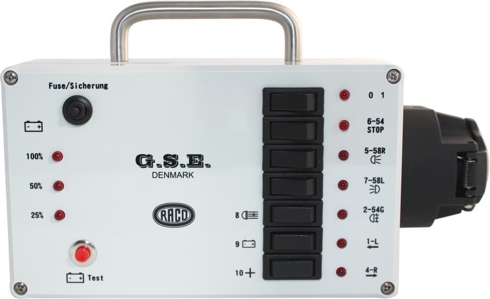 Hengerlystester 12V 13-pol med innebygd batteri