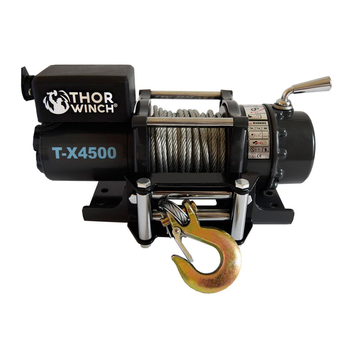 Trekkvinsj 2041Kg 12V Thor Winch T-X4500 med wire: Ø6,4mm x 14,5m