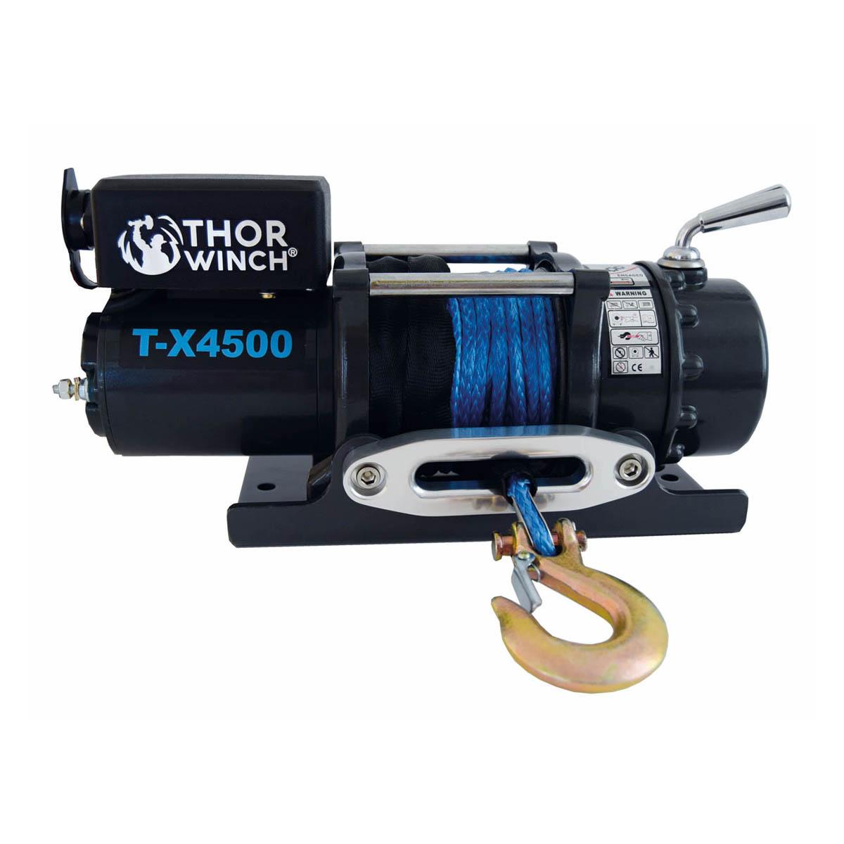 Trekkvinsj 2041Kg 12V Thor Winch T-X4500 med syntetisk tau: Ø6mm x 15m
