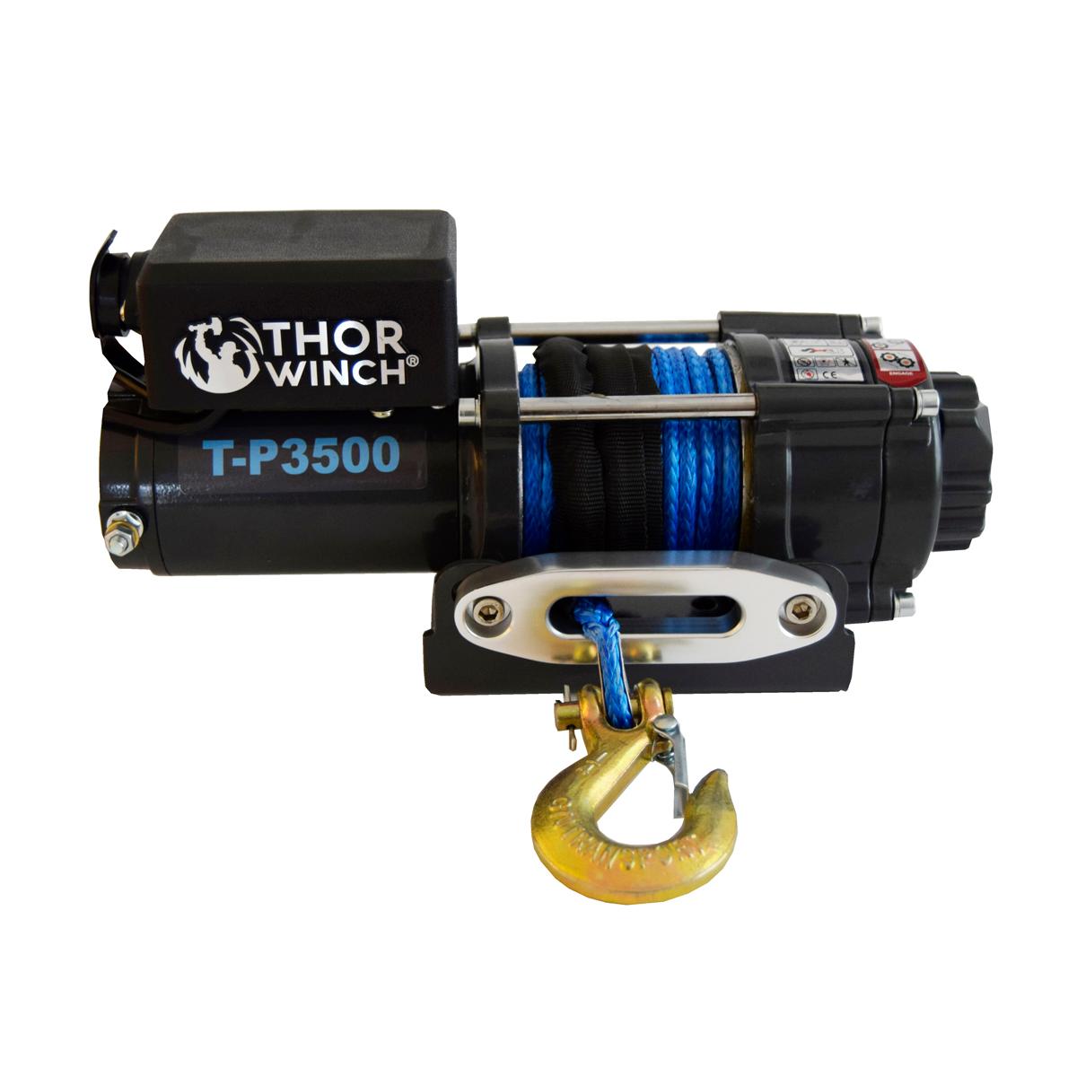 Trekkvinsj 1588Kg 12V Thor Winch T-P3500 med syntetisk tau: Ø5,5mm x 13m