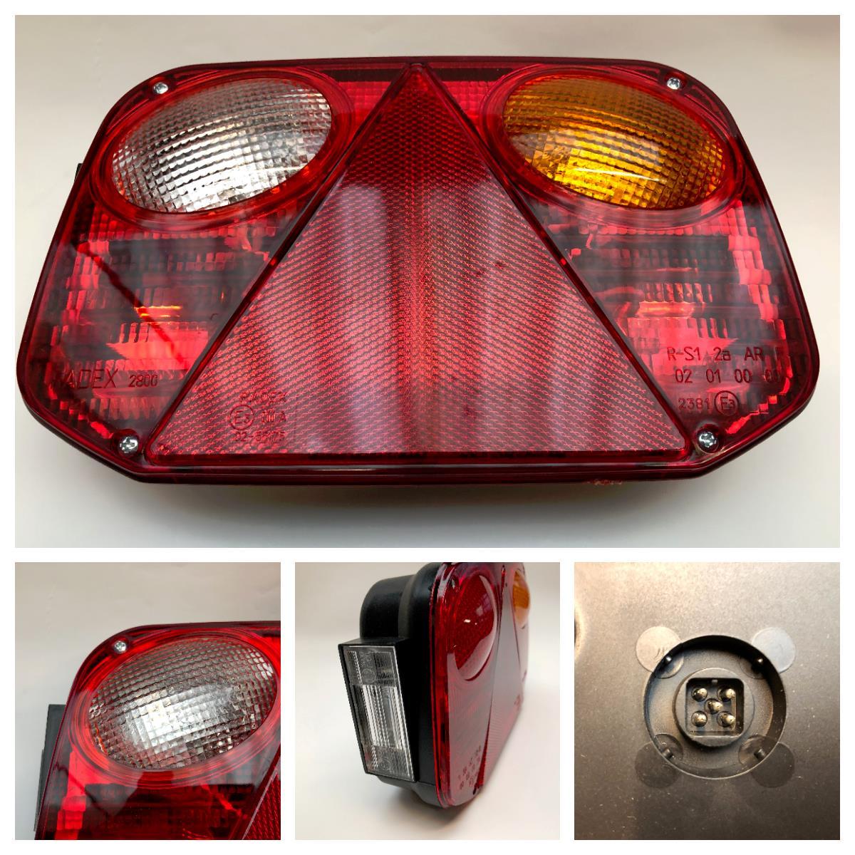 Baklykt Radex 2800/13 høyre nrpl. og ryggelys 5-pol stikk