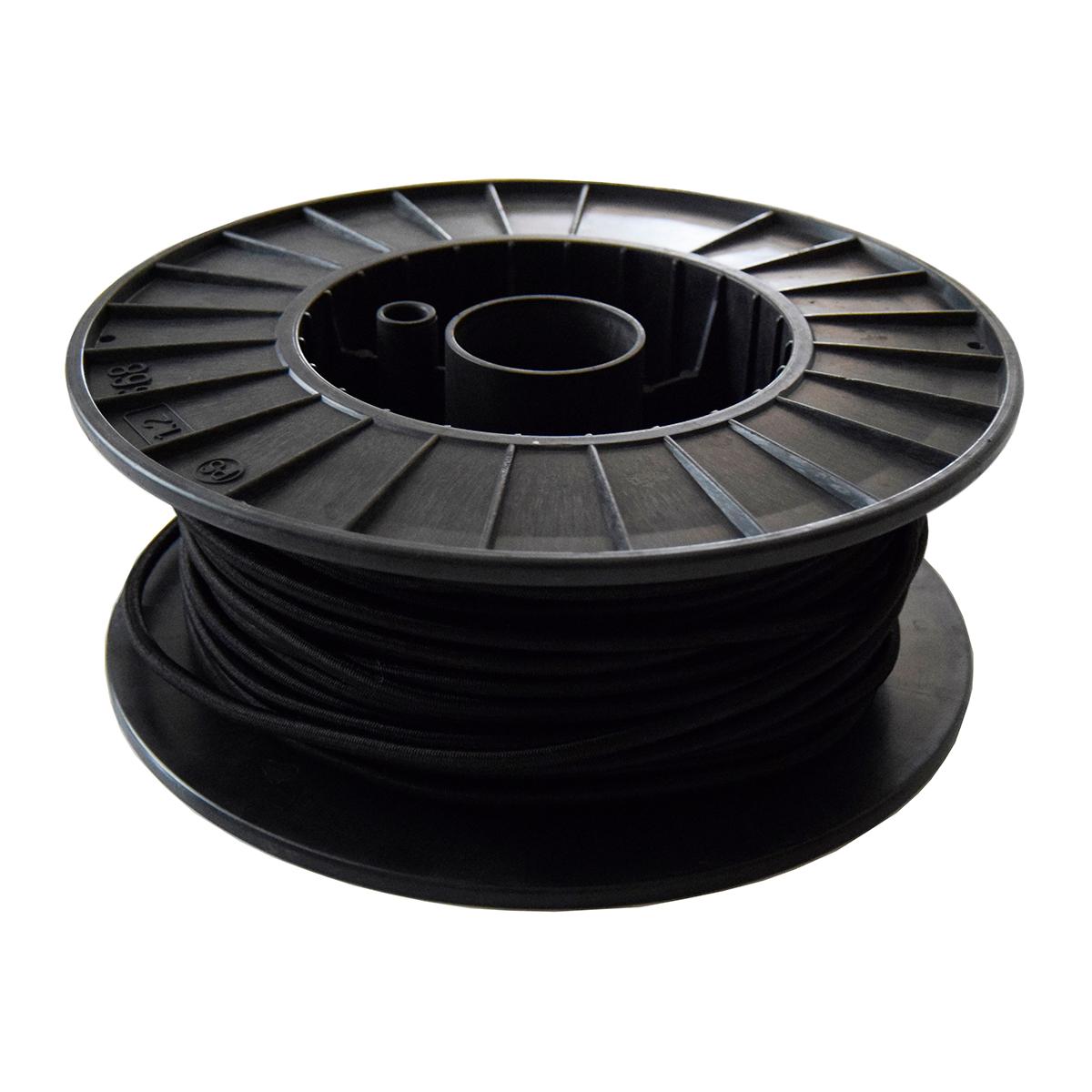 Elastiksnor 6mm svart i rull på 50 meter